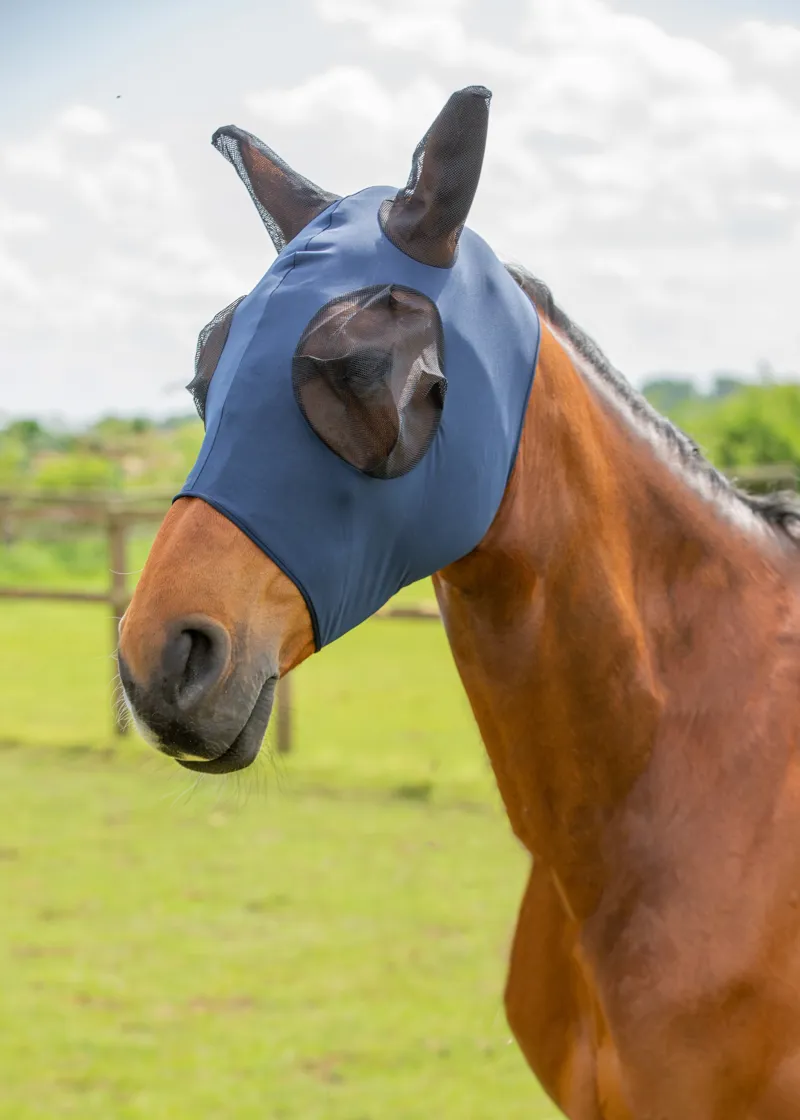 Hy Equestrian Lycra Flex Fly Mask - Navy